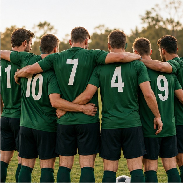 A sports team in matching custom shirts