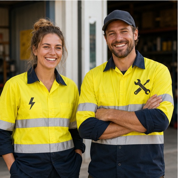 Branded workwear T-shirt viewed from behind